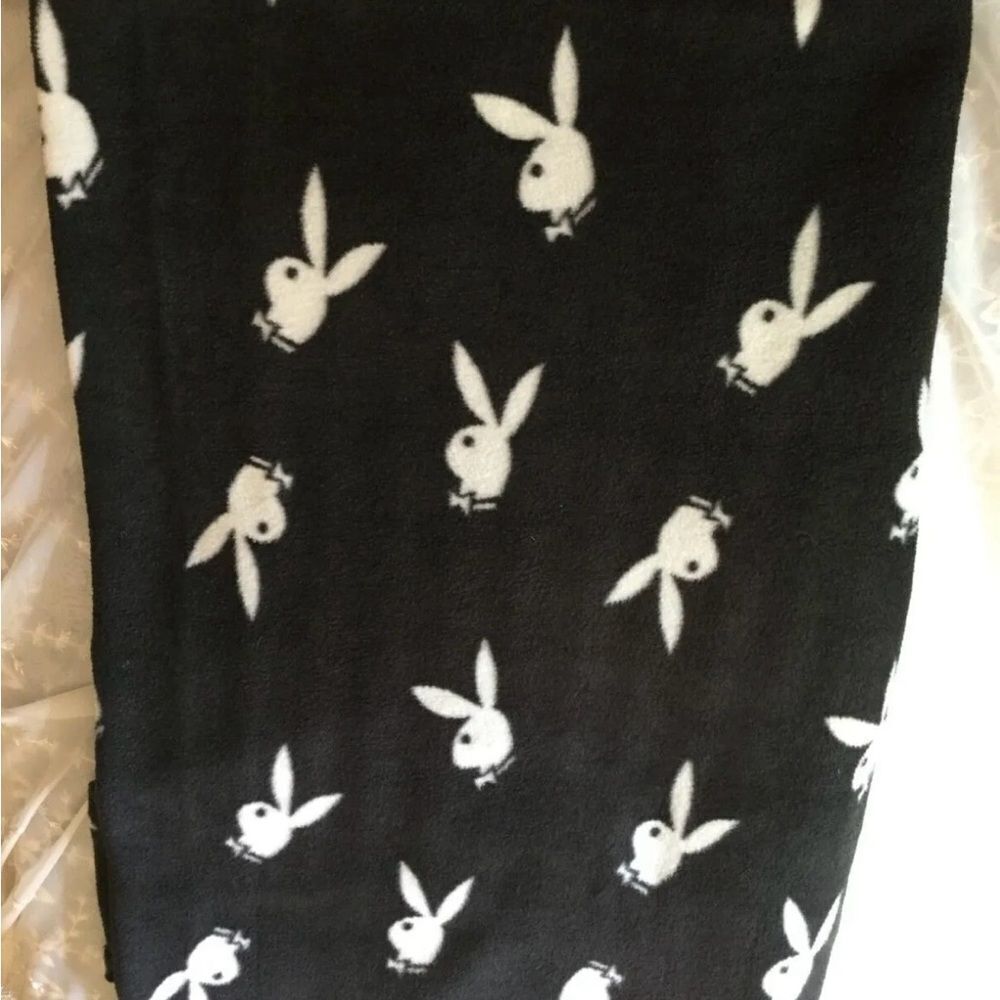 Vintage Playboy Bunny Fleece Throw Blanket Black Blanket NWOT